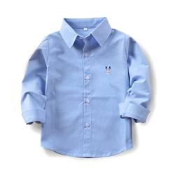 Aeslech Big Boys Langarm Button Down Cute Rabbit Casual Dress Easter Shirt, blau, 10-11 Jahre von Aeslech