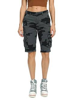 Aeslech Damen Camo Cargo Shorts mit 8 Taschen Bermuda Casual Arbeit Outdoor Sommer Wear Gr. 38, Camo E von Aeslech