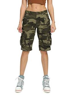 Aeslech Damen Camo Militär Cargo Shorts mit 6 Taschen Casual Arbeit Outdoor Sommer Wear, Camo 169, 38 von Aeslech