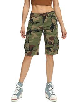 Aeslech Damen Camo Militär Cargo Shorts mit 6 Taschen Casual Arbeit Outdoor Sommer Wear, Camo 29, 42 von Aeslech