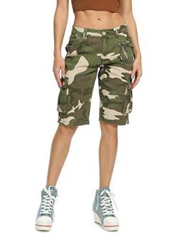 Aeslech Damen Camo Military Cargo Shorts mit 6 Taschen Casual Arbeit Outdoor Sommer Wear, Camo 34, 34 von Aeslech