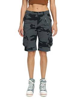 Aeslech Damen Camo Military Cargo Shorts mit 6 Taschen Casual Arbeit Outdoor Sommer Wear, Camo E, 44 von Aeslech