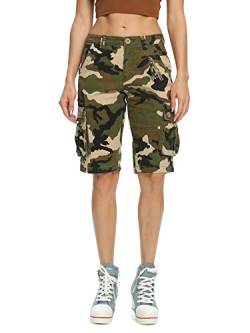 Aeslech Damen Camo Military Cargo Shorts mit 6 Taschen Casual Arbeit Outdoor Sommer Wear, Camo M, 34 von Aeslech
