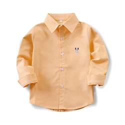 Aeslech Großes Jungen-Langarm-Hemd mit Knopfleiste, niedliches Kaninchen-Freizeitkleid, hellorange, 9-10 Jahre von Aeslech