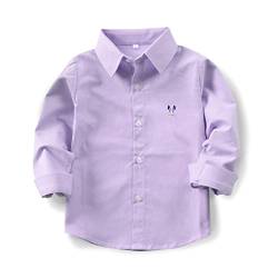 Aeslech Großes Jungen-Langarm-Hemd mit Knopfleiste, niedliches Kaninchen-Freizeitkleid, lavendel, 3 Jahre von Aeslech