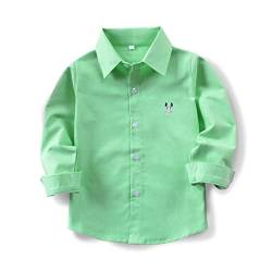 Aeslech Großes Jungen-Langarm-Hemd mit Knopfleiste, niedliches Kaninchen-Freizeitkleid, lichtgrün, 18 Monate von Aeslech