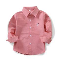 Aeslech Großes Jungen-Langarm-Hemd mit Knopfleiste, niedliches Kaninchen-Freizeitkleid, rose, 18 Monate von Aeslech