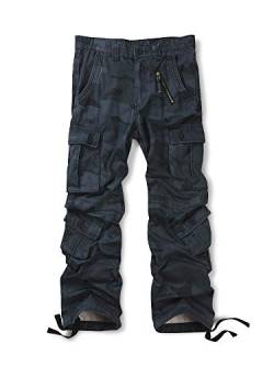 Aeslech Herren Cargohose Hose mit 8 Taschen Regular Fit Cargo Hose Baumwollhose Freizeithose Wanderhose Trekkinghose Outdoorhose für Männer Z Blau W29 - DE38 von Aeslech