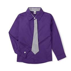 Aeslech Jungen Kleid Hemd, Langarm Knopfleiste Outfits mit Krawatte Gr. 6-7 Jahre, violett von Aeslech