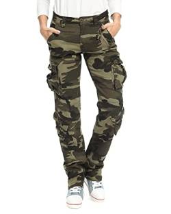 Damen Cargohouse Cargo Baggy Y2K Hose Casual Arbeitshose Outdoor Armee Camo Combat mit Taschen Camo 169 US 8 - DE 38 von Aeslech