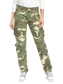 Damen Cargohouse Cargo Baggy Y2K Hose Casual Arbeitshose Outdoor Armee Camo Combat mit Taschen Camo 34 US 16 - DE 46 von Aeslech