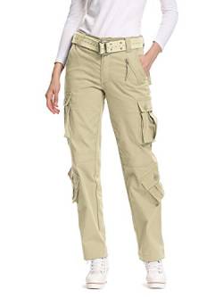 Damen Cargohouse Cargo Baggy Y2K Hose Casual Arbeitshose Outdoor Armee Camo Combat mit Taschen Khaki US 8 - DE 38 von Aeslech