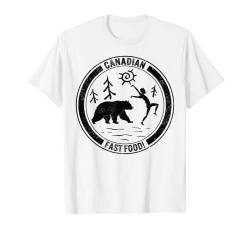 Canadian Fast Food Running Man Bear Forest Design Te T-Shirt von Aesthetic by KnowWhy Tees Co.