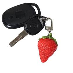 Aetygh 2 Stück Süße Simulierte Erdbeer-Schlüsselanhänger, Kreatives Schlüsselanhänger-Modell Aus PVC-Früchten von Aetygh