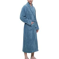 Aeyridepor Plus Size Handtuchmaterial Bademantel Aus Reiner Baumwolle Länger Dicker Männer/Frauen Universal Extra Long Robe,Men (blue),XXL von Aeyridepor