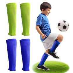 Fußball Schienbeinschutz Socken, 2-Paar Schienbeinschoner Socken Kinder Elastisch Fussball Stutzen Kinder Atmungsaktiv Schienbeinschoner überzieher Kinder für Junior Sports Aktivitäten 10-14 Jahre von AffeGifts