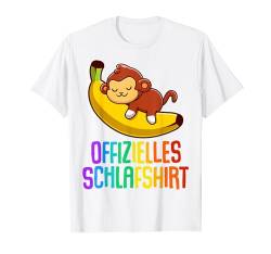 Offizielles Schlafshirt Pyjama Affe Schimpanse Gorilla Fun T-Shirt von Affen Monkey Geschenkidee Langschläfer Faulenzer