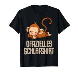 Offizielles Schlafshirt Pyjama Affe Schimpanse Gorilla Fun T-Shirt von Affen Monkey Geschenkidee Langschläfer Faulenzer