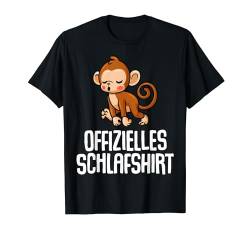 Offizielles Schlafshirt Pyjama Affe Schimpanse Gorilla Fun T-Shirt von Affen Monkey Geschenkidee Langschläfer Faulenzer