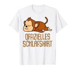 Offizielles Schlafshirt Pyjama Affe Schimpanse Gorilla Fun T-Shirt von Affen Monkey Geschenkidee Langschläfer Faulenzer