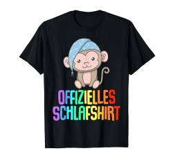 Offizielles Schlafshirt Pyjama Affe Schimpanse Gorilla Fun T-Shirt von Affen Monkey Geschenkidee Langschläfer Faulenzer