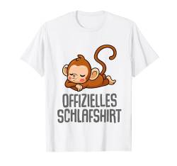 Offizielles Schlafshirt Pyjama Affe Schimpanse Gorilla Fun T-Shirt von Affen Monkey Geschenkidee Langschläfer Faulenzer