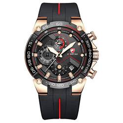 Affute Herrenuhren wasserdichte Sport Chronographenuhr mit Silikonarmband, Datum, leuchtender Quarzarmbanduhr von Affute