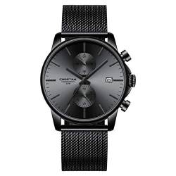 Affute Uhren Herren Minimalistisch Analog Quarz Edelstahl Wasserdicht Chronograph Automatik DigitalDatum Klassisch Sport Armbanduhr Herren EIN Verstellbarer Metallgurt Herren Uhr - Schwarz von Affute