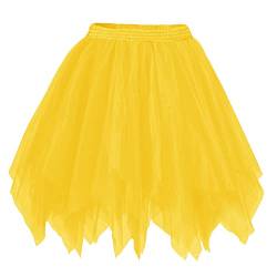 Afibi Damen 1950er Vintage Tutu Petticoat Ballett Bubble Skater Rock, gelb, Mittel von Afibi