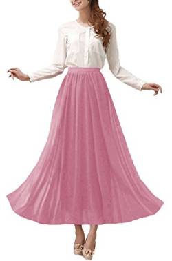 Afibi Damen Chiffon Retro langer Maxi Rock-Weinlese-Kleid X-Large Misty Rose von Afibi