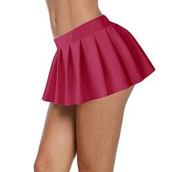 Afibi Sexy Damen-Minirock mit elastischer Taille, plissiert, Rüschen, für Schulmädchen-Outfits, burgunderfarben, Groß von Afibi