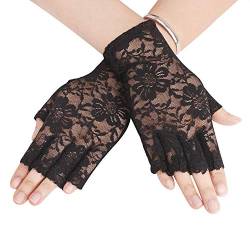 Afinder Kurz Fingerlose Spitzenhandschuhe Damen Halb Fingerhandschuhe Sommer Spitze Sonnenschutz Handschuhe Sexy Brauthandschuhe Hochzeithandschuhe für Hochzeit Abend Party von Afinder