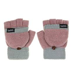 AfinderDE Halbhandschuhe Fausthandschuhe Damen herren jungen Strickhandschuhe Fäustlinge Handschuhe Fingerhandschuhe Fingerlos Halb Handschuhe Strick Handschuhe Winterhandschuhe, Pink, Einheitsgröße von AfinderDE