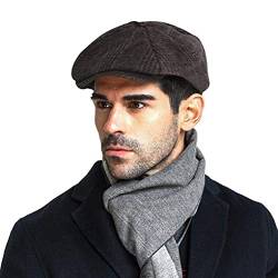 AfinderDE Herren Barett Cap Winter Schirmmütze Schiebermütze Newsboy Cap Flat Kappe Flatcap Mütze Maler Achteckige Hüte Baskenmütze von AfinderDE