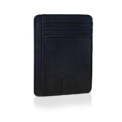 AfitLulu Brieftasche, RFID-blockierend, schmal, minimalistisch, Kreditkartenetui für Damen und Herren, 8 Fächer und 1 Ausweisfenster, Schwarz, Classic von AfitLulu