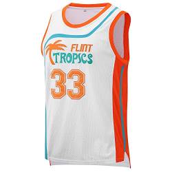 Afuby Flint Tropics Jersey Moon #33 Basketball Trikots, 90er Jahre Hip Hop Jersey S-XXXL - Weiß - 3X-Groß von Afuby