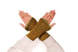Aga's Own Warmers for Women – Fingerlose Handwärmer – Handschuhe für drinnen und draußen, fingerlose Handschuhe - Armwärmer - Goth Accessoires – Gold Gelb von Aga's Own
