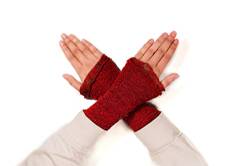 Aga's Own Warmers for Women – Fingerlose Handwärmer – Handschuhe für drinnen und draußen, fingerlose Handschuhe - Armwärmer - Goth Accessoires – Rot von Aga's Own
