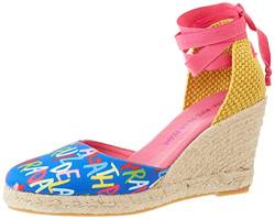 Agatha Ruiz de la Prada Damen Agatha 120 Keilsandale, Blaue Buchstaben, Mehrfarbig, 41 EU von Agatha Ruiz de la Prada