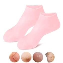 2 Paar SEBS Fußpflegesocken, rutschfest, risshemmend, Peeling, atmungsaktiv, feuchtigkeitsspendend, Socken, weiche Haut, Pediküre-Socken, Silikon-Gel-Socken für Männer und Frauen (L (39–41)) von Agatige