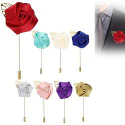 8 Stück Blumen Anstecknadel Boutonniere, Lady Men Künstliche Rose Corsage für Braut Bräutigam Groomsman Brautjungfer Hochzeit Prom Party, 4 x 8,5 cm von Agatige