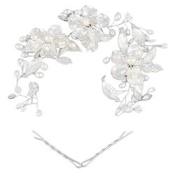 Braut-Stirnband, Blumen-Hochzeits-Haarnadel, Künstliche Perlen, Blätter, Haarschmuck, Braut-Hochzeits-Haarschmuck Für Frauen Und Mädchen von Agatige