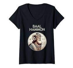 Damen Baal Hammon, karthagischer Gott, punische Geschichte T-Shirt mit V-Ausschnitt von Agema-Bekleidung
