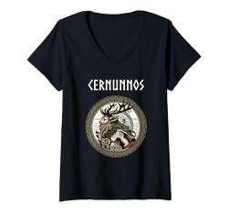 Damen Cernunnos, keltischer Gott der Wildnis, keltische Mythologie T-Shirt mit V-Ausschnitt von Agema-Bekleidung