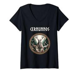 Damen Cernunnos, keltischer Gott der Wildnis, keltische Mythologie T-Shirt mit V-Ausschnitt von Agema-Bekleidung
