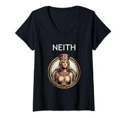 Damen Neith, ägyptische Göttin des Krieges, der Jagd und der T-Shirt mit V-Ausschnitt von Agema-Bekleidung