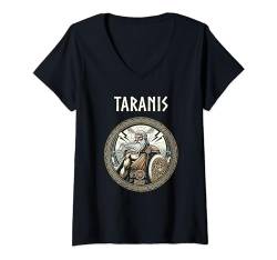 Damen Taranis, keltischer Gott der Stürme und des Donners T-Shirt mit V-Ausschnitt von Agema-Bekleidung