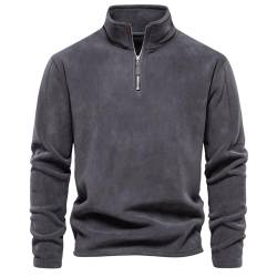 Half Zip Strickpullover Herren Ohne Kapuze Männer für Solid Arbeitspullover Winter Sport Arbeitspullover Sweater Men (2,M,M) von Agess