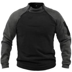 Herren Tactical Fleece Pullover Jacke Army Combat Sweatshirt Military Athletic Sport Jumper Tops Winddichte Pullover Freizeit Zip Top ohne Kapuze (1,S,S) von Agess