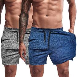 Agilelin Herren Sporthose,Training Kurze mit Tasche,Quick Dry Laufhose (Grau/Blau/S) von Agilelin